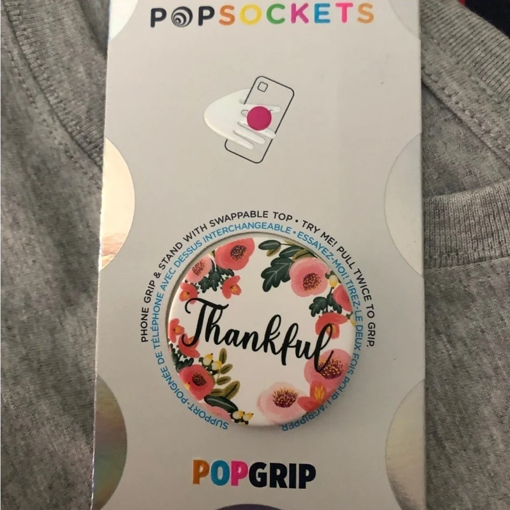 PopSocket Pink and White Floral Phone Grip Cover